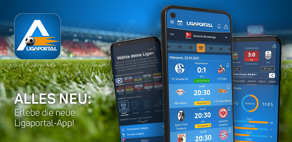 Erlebe die neue Ligaportal Fußball App für Android und iPhone