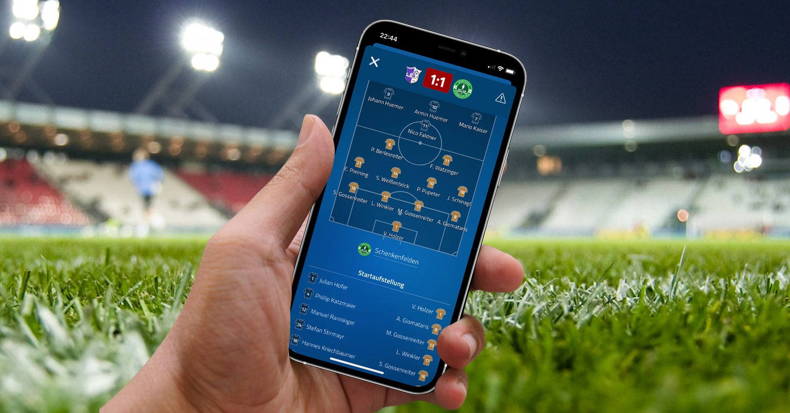 Aufstellungen in der Ligaportal App eingeben
