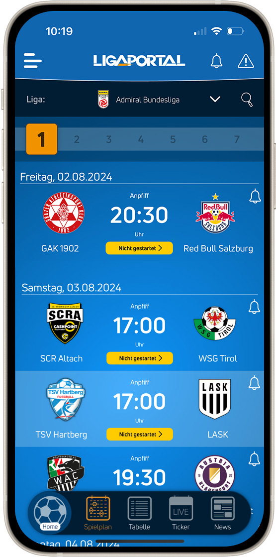Spielpläne 2024/25 in der Ligaportal App verfügbar