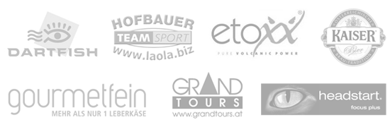 dartfish | Team Sport Hofbauer | etoxx | Kaiser Bier | gourmetfein | Grand Tours | headstart