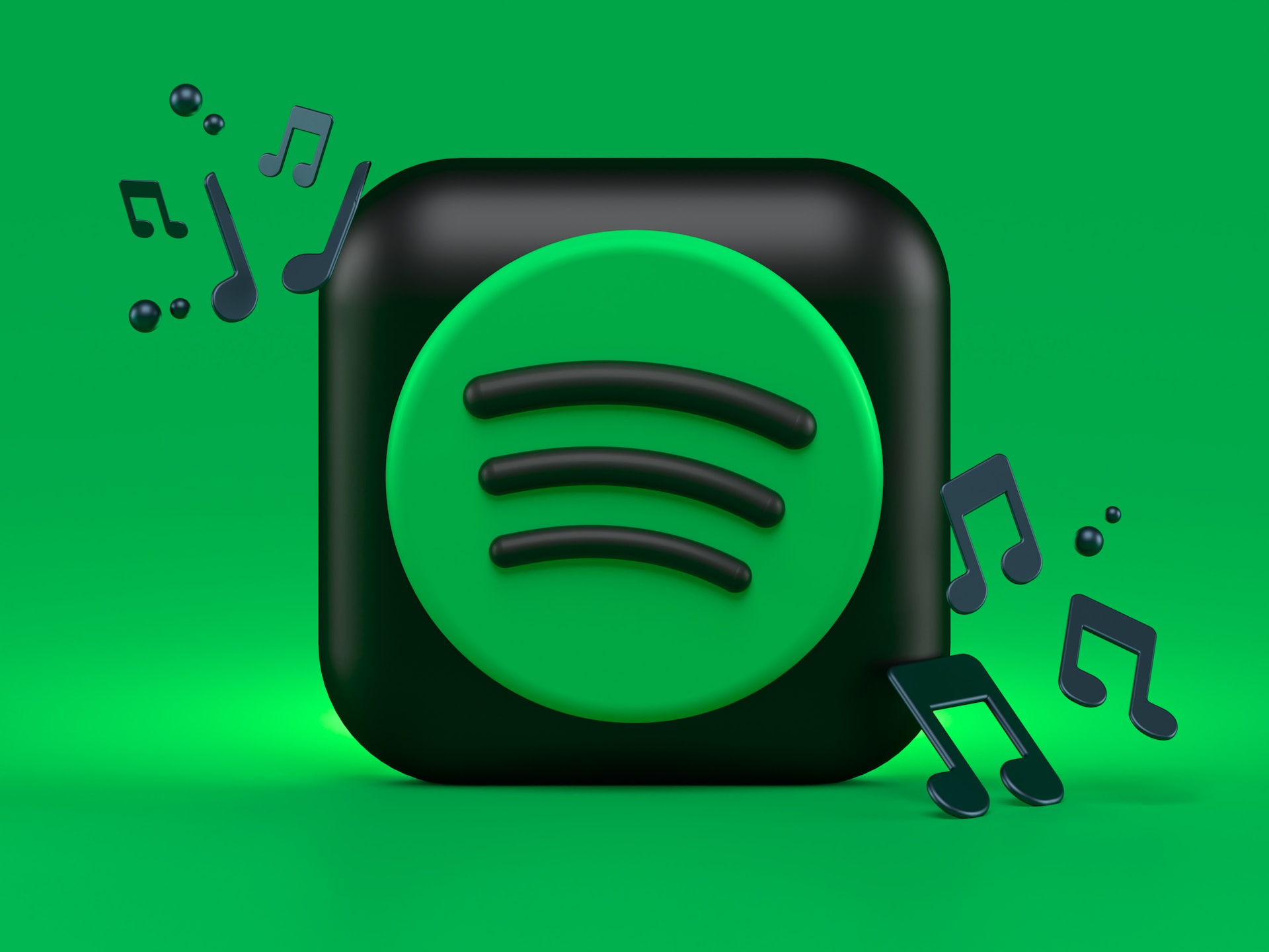 Spotify Logo auf grünem Hintergrund